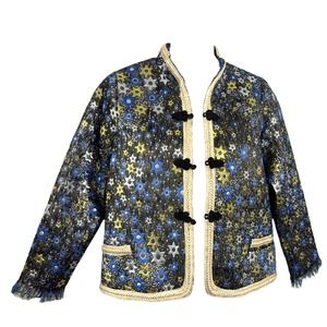 NEW~ Diego Binetti‎ Love Binetti Metalic Jacquard Cropped Jacket XS